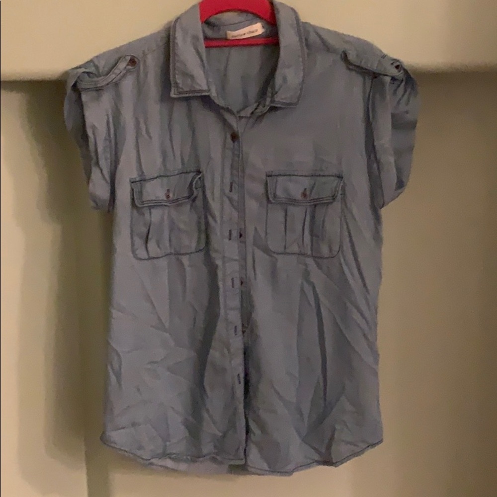 Blue button down pocket shirt